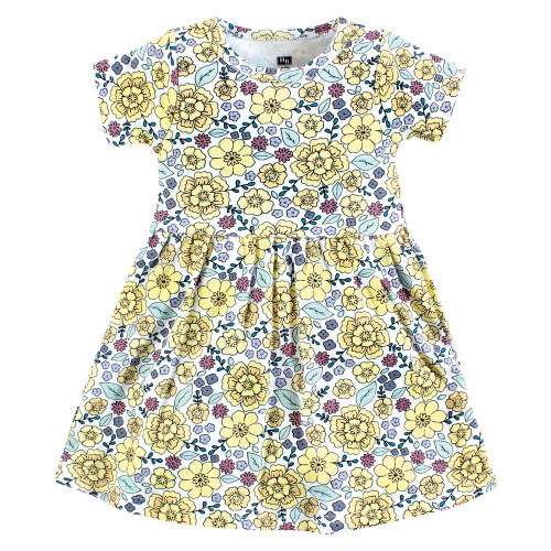 Hudson Baby Cotton Dresses, Outline Floral Yellow