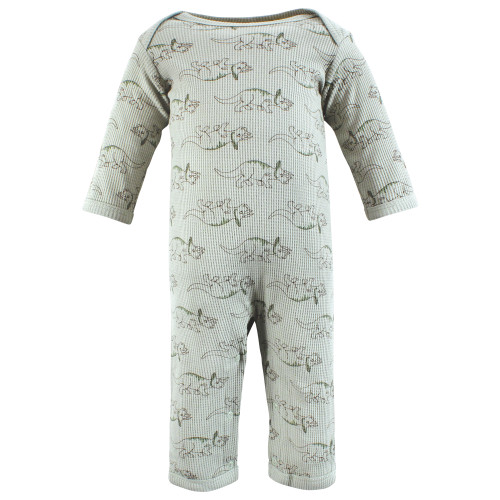 Hudson Baby Thermal Coveralls 2pk, Sage Dinosaur