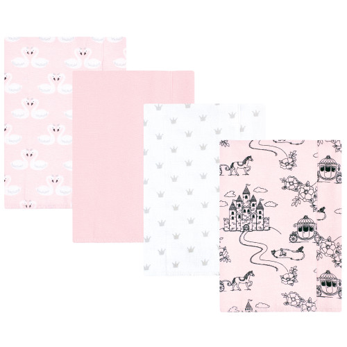 Hudson Baby Cotton Flannel Burp Cloths, Fairytale Princess 4 Pack