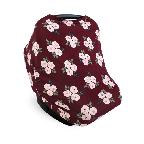 Hudson Baby Multi-use Car Seat Canopy, Burgundy Floral