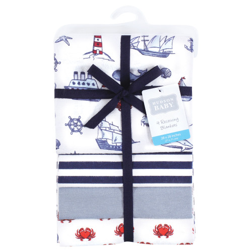 Hudson Baby Cotton Flannel Receiving Blankets, Lighthouse