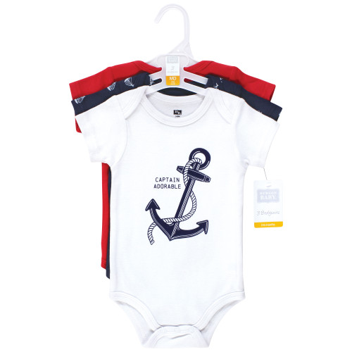 Hudson Baby Cotton Bodysuits, Nautical Anchor