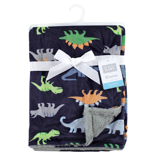 Luvable Friends Plush Blanket with Sherpa Back, Dinosaurs