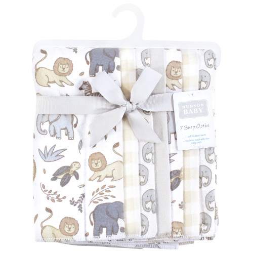 Hudson Baby Cotton Flannel Burp Cloths, Neutral Safari 7 Pack