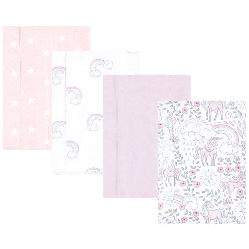 Hudson Baby Cotton Flannel Burp Cloths, Dreamy Unicorn 4 Pack