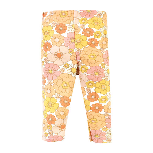 Hudson Baby Cotton Bodysuit, Pant and Shoe Set, Peace Love Flowers Long Sleeve