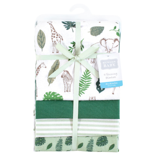 Hudson Baby Cotton Flannel Receiving Blankets, Jungle