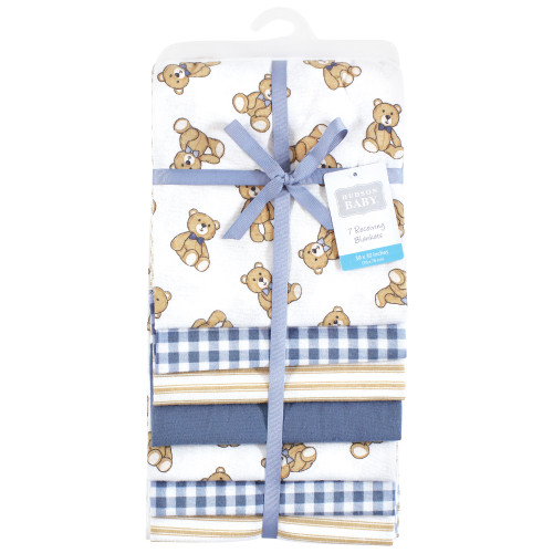 Hudson Baby Cotton Flannel Receiving Blankets Bundle, Gentleman Bear