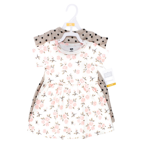 Hudson Baby Cotton Dresses, Neutral Pink Floral