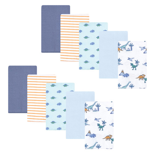 Hudson Baby Cotton Flannel Burp Cloths, Pastel Dino 10 Pack