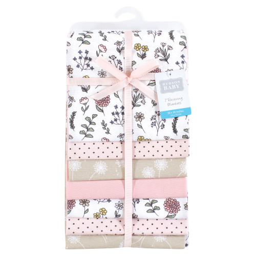 Hudson Baby Cotton Flannel Receiving Blankets Bundle, Dandelion Wish