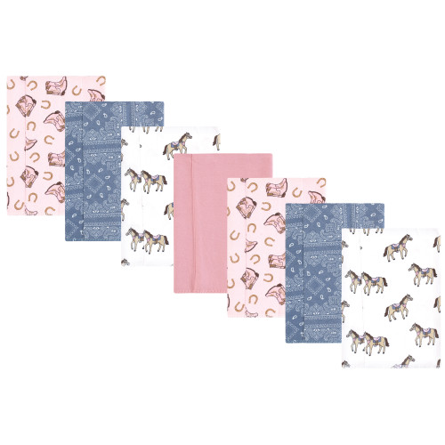 Hudson Baby Cotton Flannel Burp Cloths, Cowgirl 7 Pack