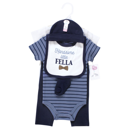 Hudson Baby Cotton Layette Set, Herringbone Little Fella