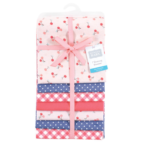 Hudson Baby Cotton Flannel Receiving Blankets Bundle, Cherry Sweet