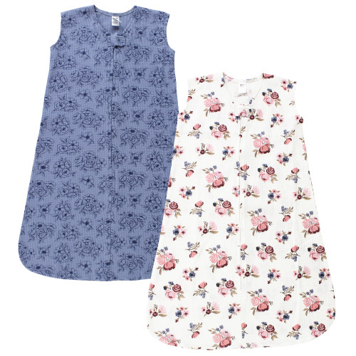 Hudson Baby Thermal Sleeveless Sleeping Bag 2pk, Dusty Rose Floral