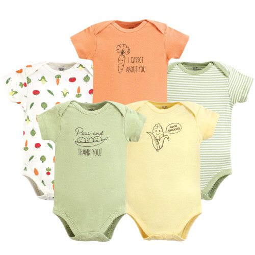 Touched By Nature Organic Cotton Bodysuits, Peas And Thank You