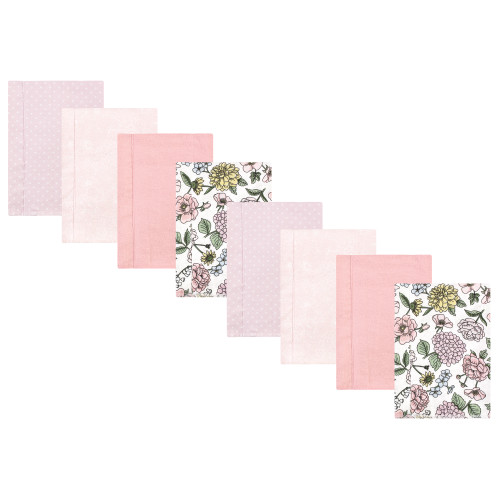 Hudson Baby Cotton Poly Flannel Burp Cloths Multipack, Vintage Blossom 8-Pack
