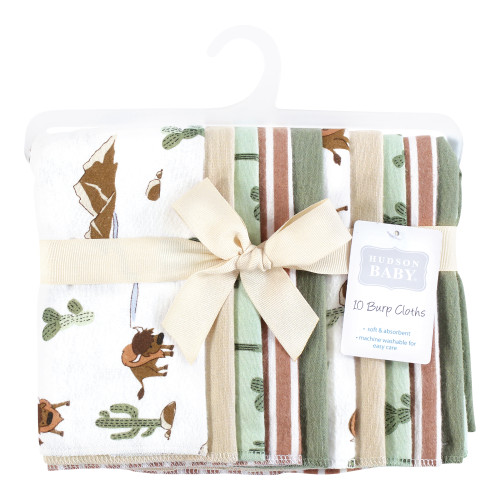 Hudson Baby Cotton Flannel Burp Cloths, Wilderness 10 Pack
