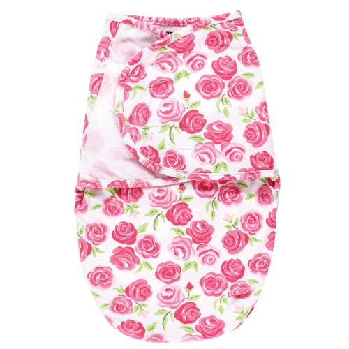 Hudson Baby Plush Faux Fur Swaddle Wrap, Pink Roses