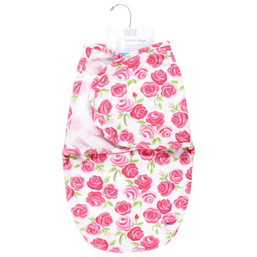 Hudson Baby Plush Faux Fur Swaddle Wrap, Pink Roses