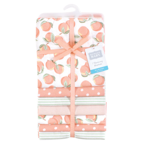 Hudson Baby Cotton Flannel Receiving Blankets Bundle, Sweet Peach