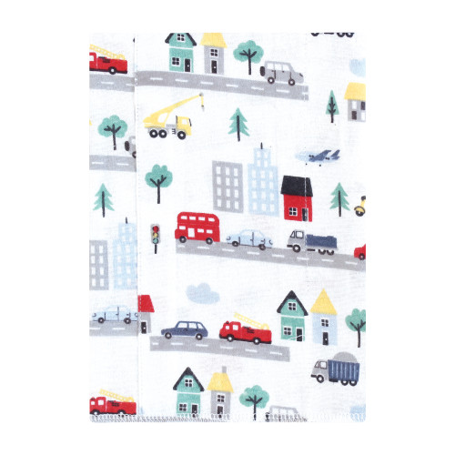 Hudson Baby Cotton Flannel Burp Cloths, City Life 7 Pack