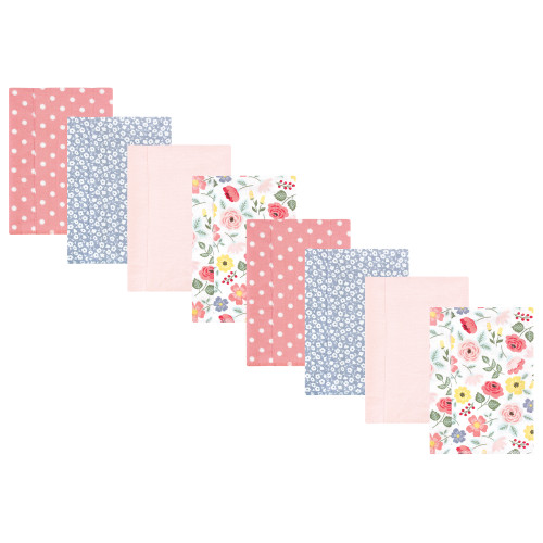 Hudson Baby Cotton Poly Flannel Burp Cloths Multipack, Modern Botanical 8-Pack