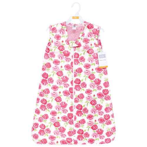 Hudson Baby Plush Faux Fur Sleeping Bag, Wearable Blanket, Pink Roses