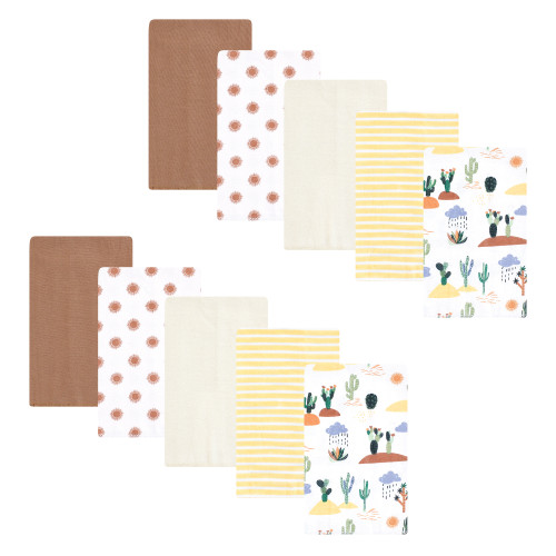 Hudson Baby Cotton Flannel Burp Cloths, Fun Desert 10 Pack