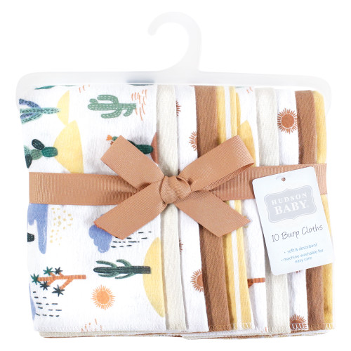 Hudson Baby Cotton Flannel Burp Cloths, Fun Desert 10 Pack