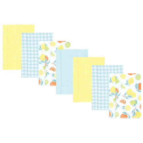 Hudson Baby Cotton Flannel Burp Cloths, Citrus Mint 7 Pack