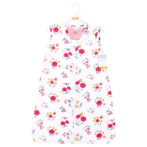 Hudson Baby Plush Faux Fur Sleeping Bag, Wearable Blanket, Butterfly Floral