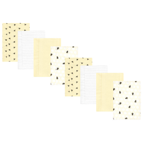 Hudson Baby Cotton Poly Flannel Burp Cloths Multipack, Honey Bee 8-Pack