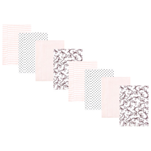 Hudson Baby Cotton Poly Flannel Burp Cloths Multipack, Pink Bows 8-Pack