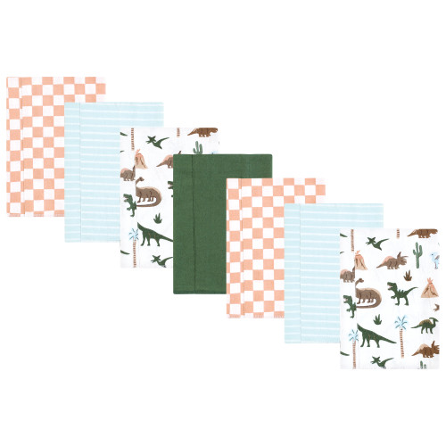 Hudson Baby Cotton Flannel Burp Cloths, Retro Dinosaur 7 Pack