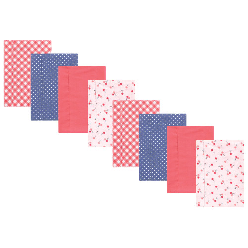 Hudson Baby Cotton Poly Flannel Burp Cloths Multipack, Cherry Sweet 8-Pack