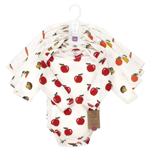 Touched By Nature Organic Cotton Long-Sleeve Bodysuits, Fruits And Veggies