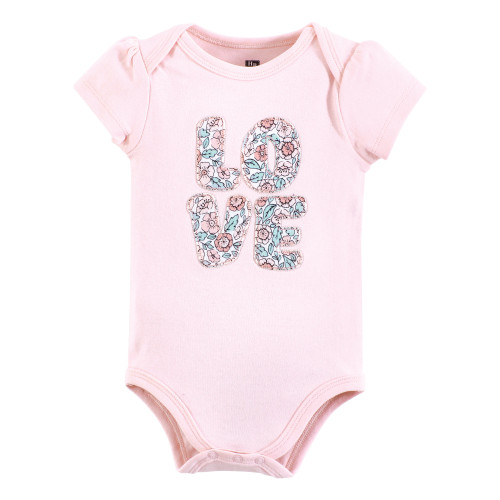 Hudson Baby Cotton Bodysuits, Love Floral