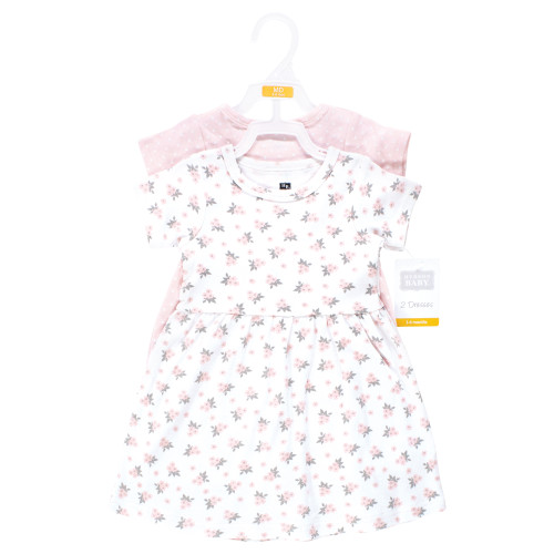 Hudson Baby Cotton Dresses, Tiny Pink Flower