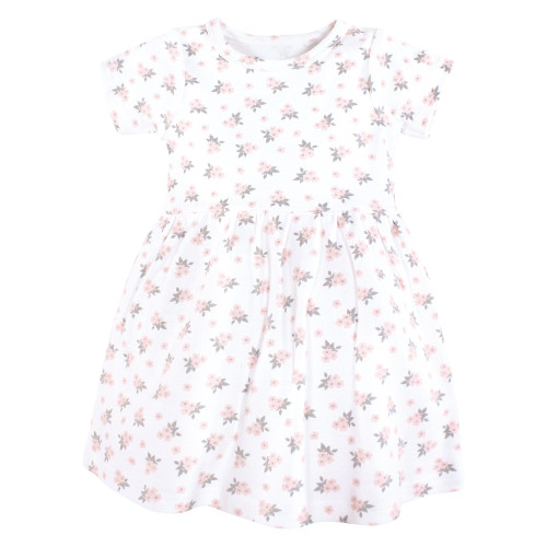 Hudson Baby Cotton Dresses, Tiny Pink Flower
