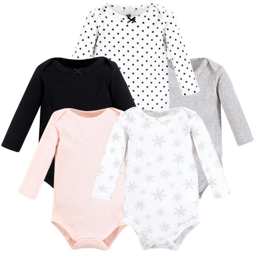 Hudson Baby Thermal Long Sleeve Bodysuits, Snowflake