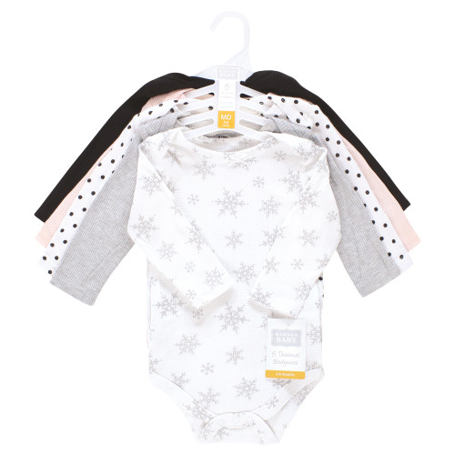 Hudson Baby Thermal Long Sleeve Bodysuits, Snowflake
