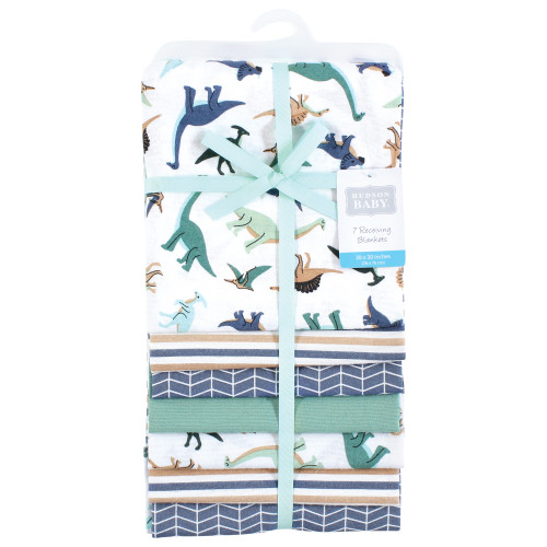 Hudson Baby Cotton Flannel Receiving Blankets Bundle, Dino Friends