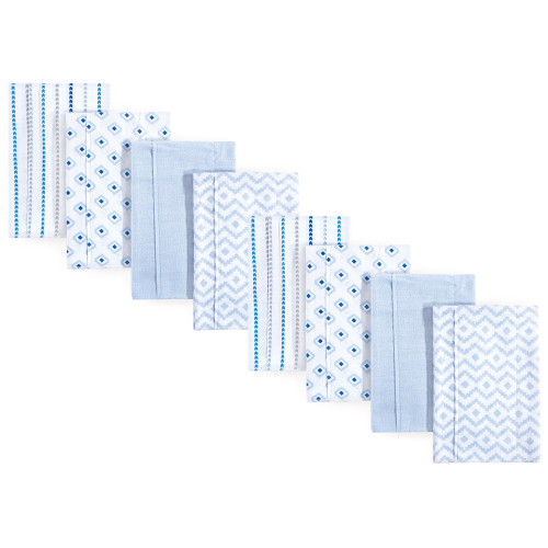 Hudson Baby Cotton Poly Flannel Burp Cloths Multipack, Boy Modern 8-Pack