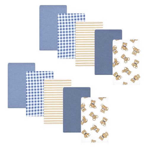 Hudson Baby Cotton Flannel Burp Cloths, Gentleman Bear 10 Pack