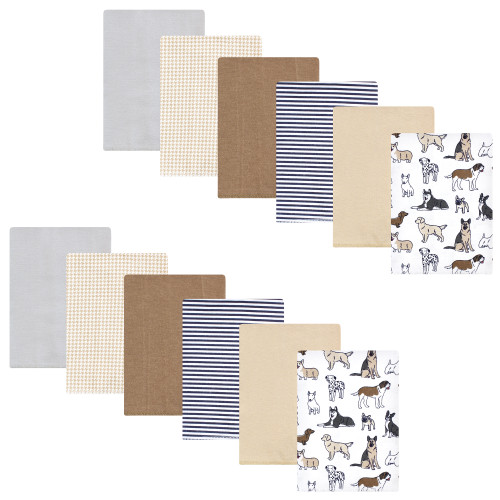 Hudson Baby Cotton Flannel Burp Cloths Bundle, Handsome Dogs