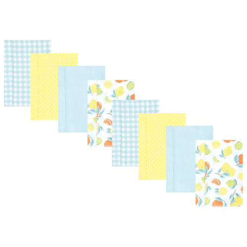 Hudson Baby Cotton Poly Flannel Burp Cloths Multipack, Citrus Mint 8-Pack