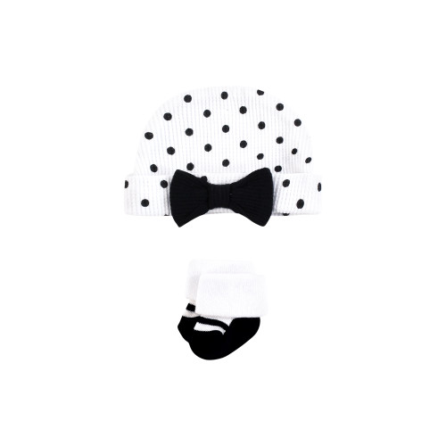 Hudson Baby Thermal Preemie Layette Set 4pc, Black White Dots Short Sleeve 1