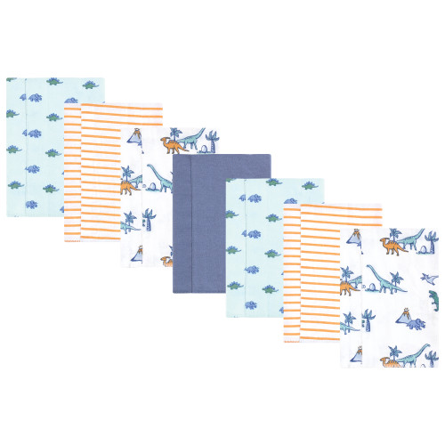 Hudson Baby Cotton Flannel Burp Cloths, Pastel Dino 7 Pack