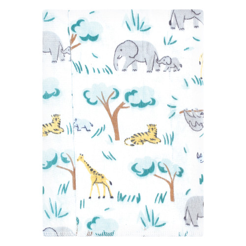 Hudson Baby Cotton Flannel Burp Cloths, Safari Friends 4 Pack